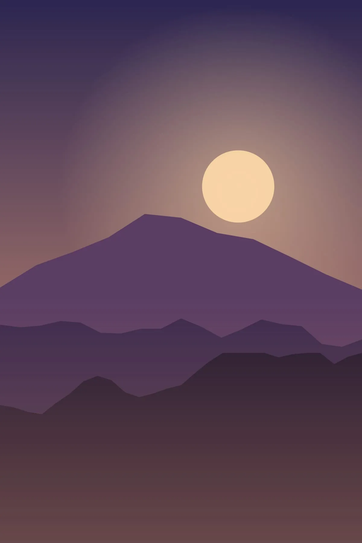 A mountain silhouette against a violet sky