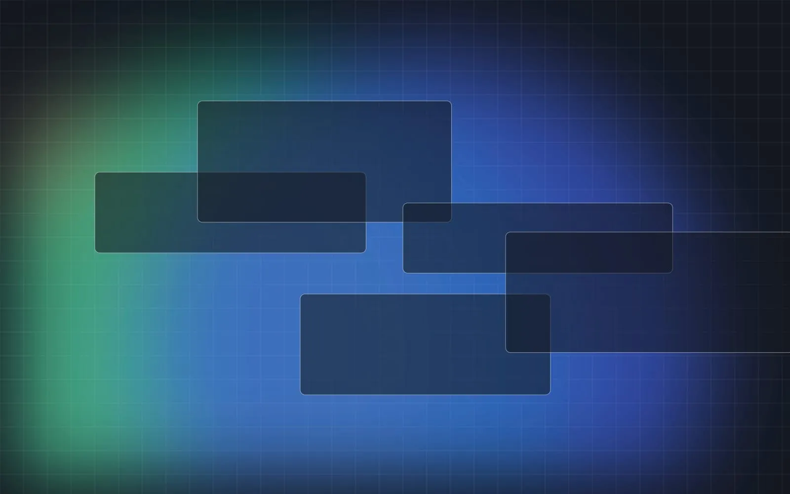 Abstract dashboard panels floating over a blue gradient